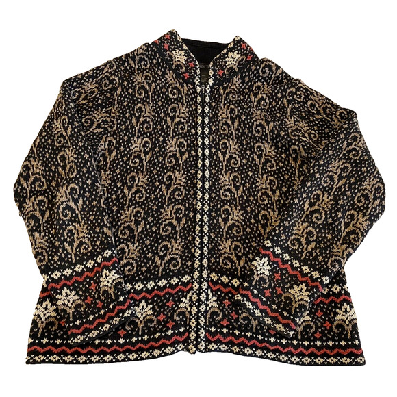Nomadic Traders Sweater Womens Medium Fair Isle Cottage Core Zipping Cardigan - Picture 1 of 14